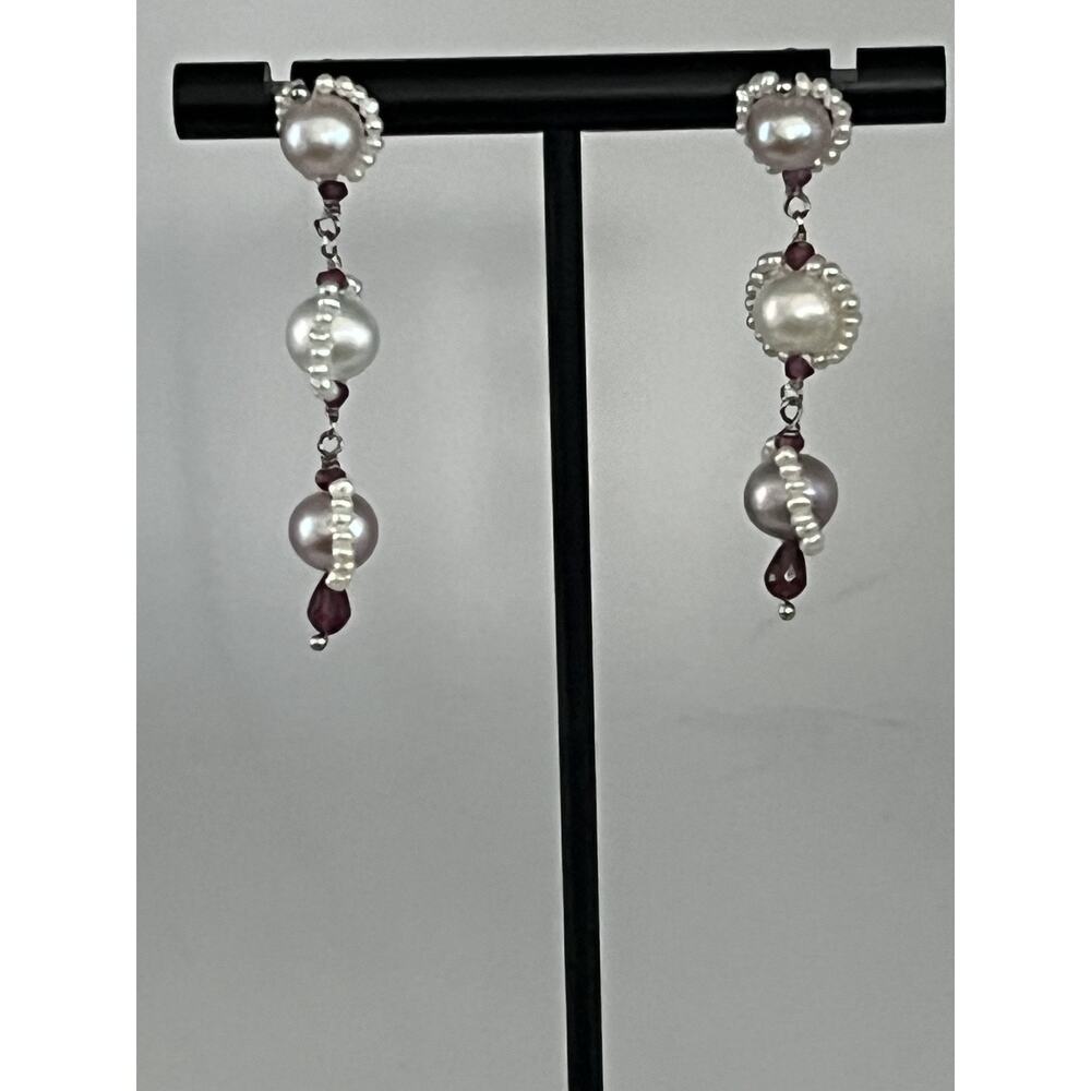 Nadine Leo Mississippi River Pearl Co Sterling Silver Pearl Earrings